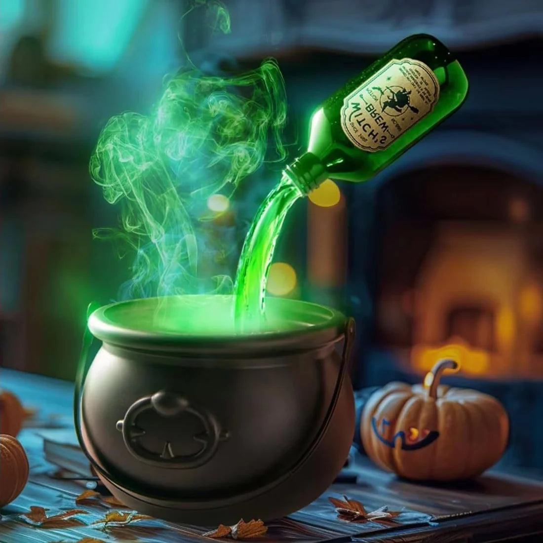 🎃Cauldron Halloween Decor (With Magic Floating Potion Bottles & Diffuser)